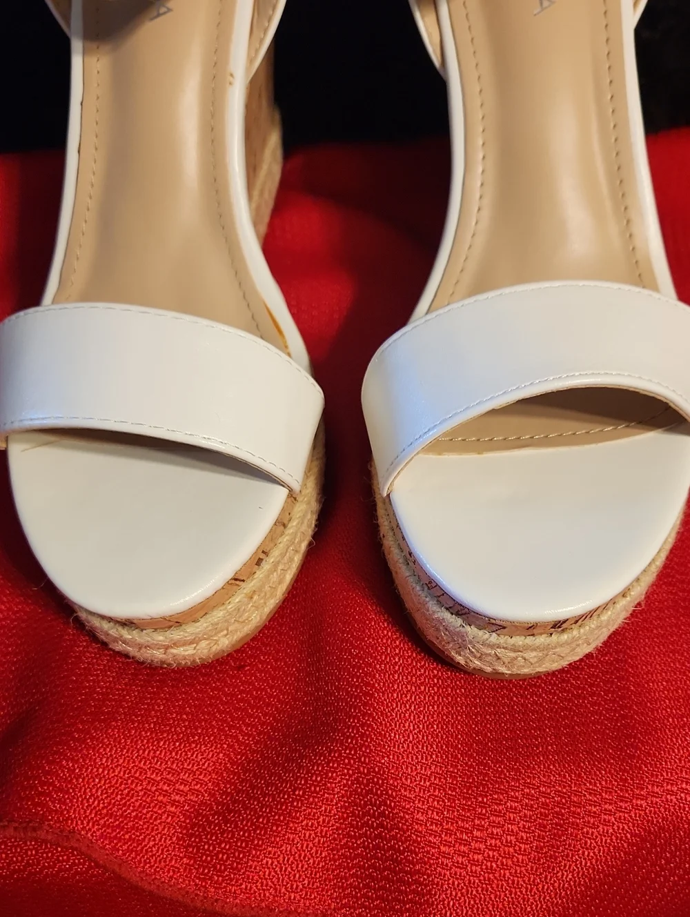 Moda White Espadrille Platform Sandals with Ankle Strap